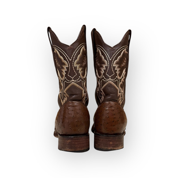 Los Altos Men’s Tobacco Full-Quill Ostrich Wide Square Toe Cowboy Boots 10.5 EE - Picture 7 of 10